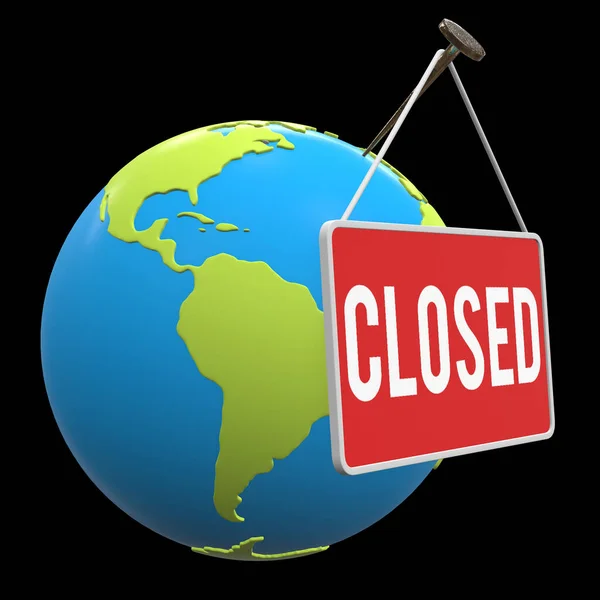 Earth Globe med stängd skylt — Stockfoto