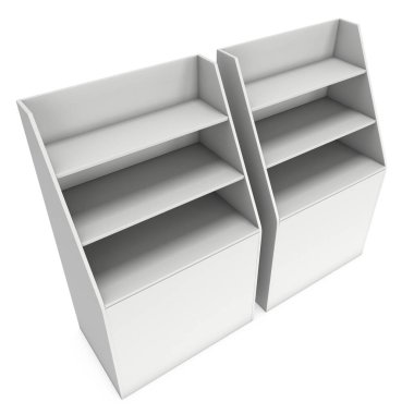 Karton perakende raflar rafı.