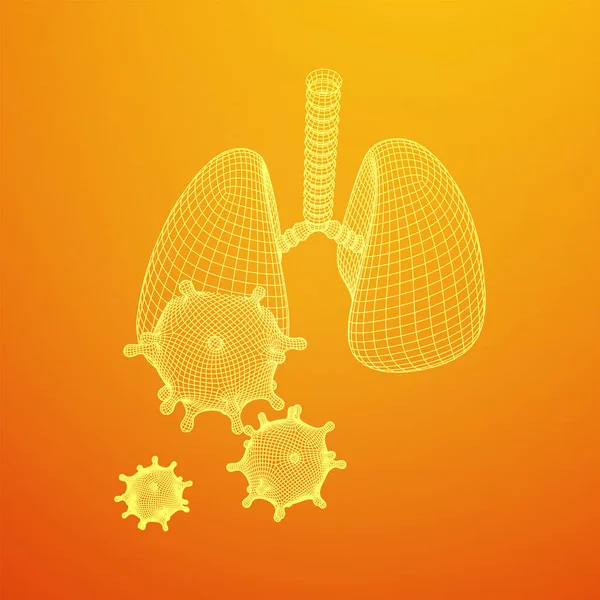 Coronavirus mit Lungendrahtkonzept — Stockvektor