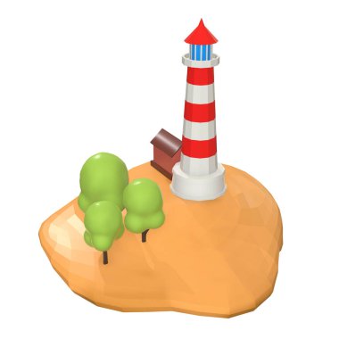 Kaya taşları üzerindeki deniz feneri ada manzarası