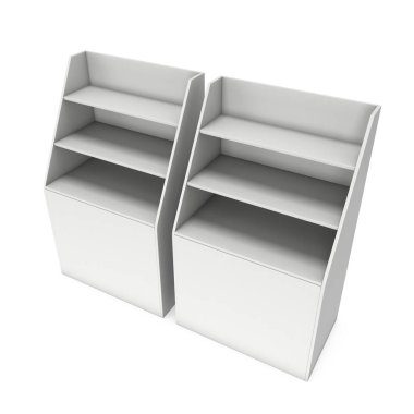 Karton perakende raflar rafı.