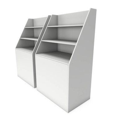 Karton perakende raflar rafı.