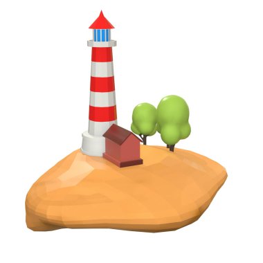 Kaya taşları üzerindeki deniz feneri ada manzarası