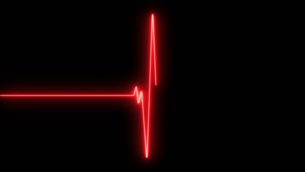 Neon heartbeat flatline. Pulse trace red line — Stock Video