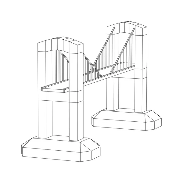 Struttura di collegamento ponte wireframe — Vettoriale Stock