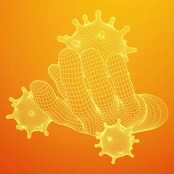 Human Arm Hand met Corona Virus virion van Coronavirus — Stockvector