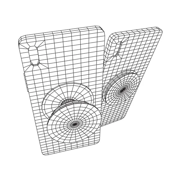 Smartphone Mobiltelefon Pop Socket Holder Wireframe Låg Poly Mesh Vektor — Stock vektor