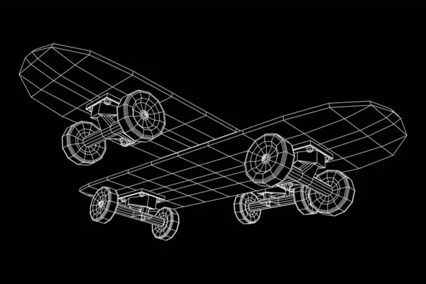 Monopatín longboard pennyboard wireframe — Vector de stock