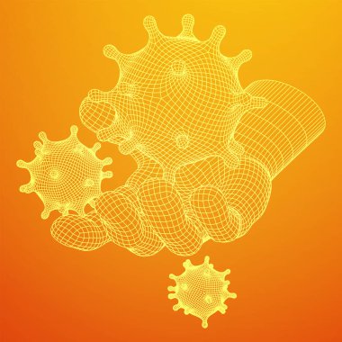 Coronavirus virüsü virüsü taşıyan insan kolu.