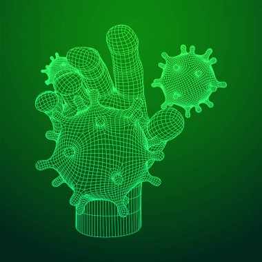 Coronavirus virüsü virüsü taşıyan insan kolu.