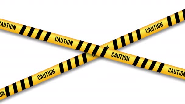 Waarschuwing tape gevaar zwart en geel waarschuwingslijn — Stockvideo