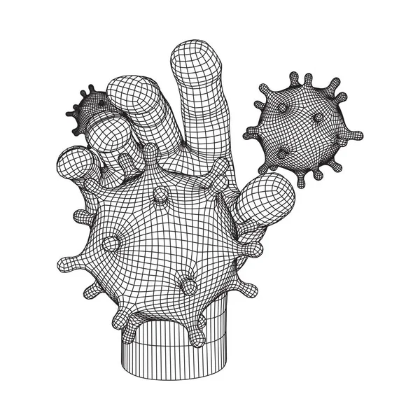 Human Arm Hand with Corona Virus virion of Coronavirus — Stockový vektor