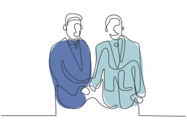 İki kişinin el sıkışması arasındaki diplomatik karşılıklı anlaşmanın bir çizgisi. Metaforun vektör minimalizm kavramı.