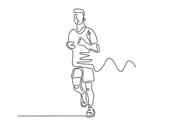 Homem a correr com tema desportivo. Desenho contínuo de uma linha de pessoa fazendo maratona. Conceito de ilustração do minimalismo vetorial de corredor . — Vetor de Stock