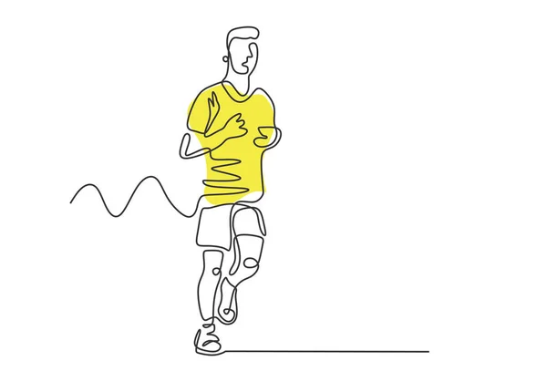 Marathonläufer durchgehend eine Linie ziehen. Person, die Sport mit einer Hand gezeichnet Minimalismus Design. — Stockvektor