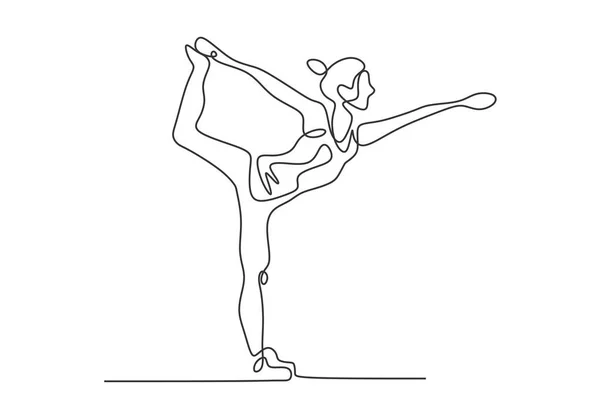 Disegno continuo di una linea di design minimalista ragazza yoga. Concetto di donna che fa esercizio aerobico per rendere il suo corpo magro, sano e in forma . — Vettoriale Stock