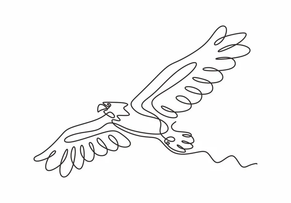 Ciągły Rysunek Jednego Wiersza Orła Lub Jastrzębia Wektor Ptaków Ilustracja — Wektor stockowy