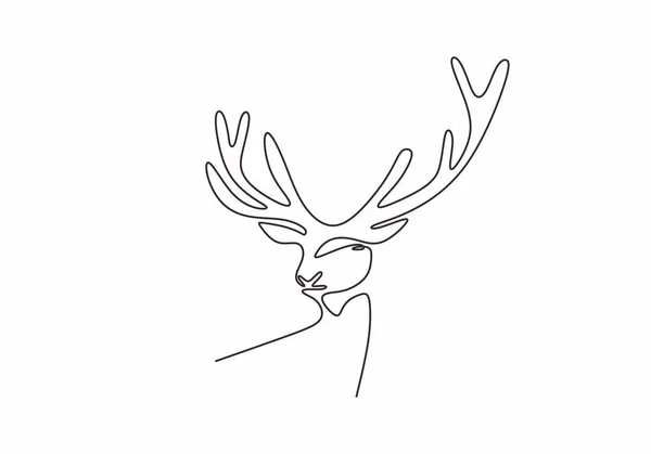 Tête Cerf Renne Continue Dessin Une Ligne Dessin Vectoriel Minimaliste — Image vectorielle