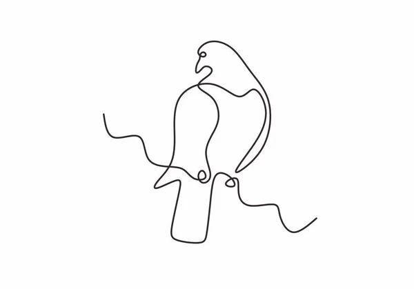 비둘기나 비둘기는 일직선으로 미니멀리즘을 그리고 스케치 동물의 디자인 — 스톡 벡터