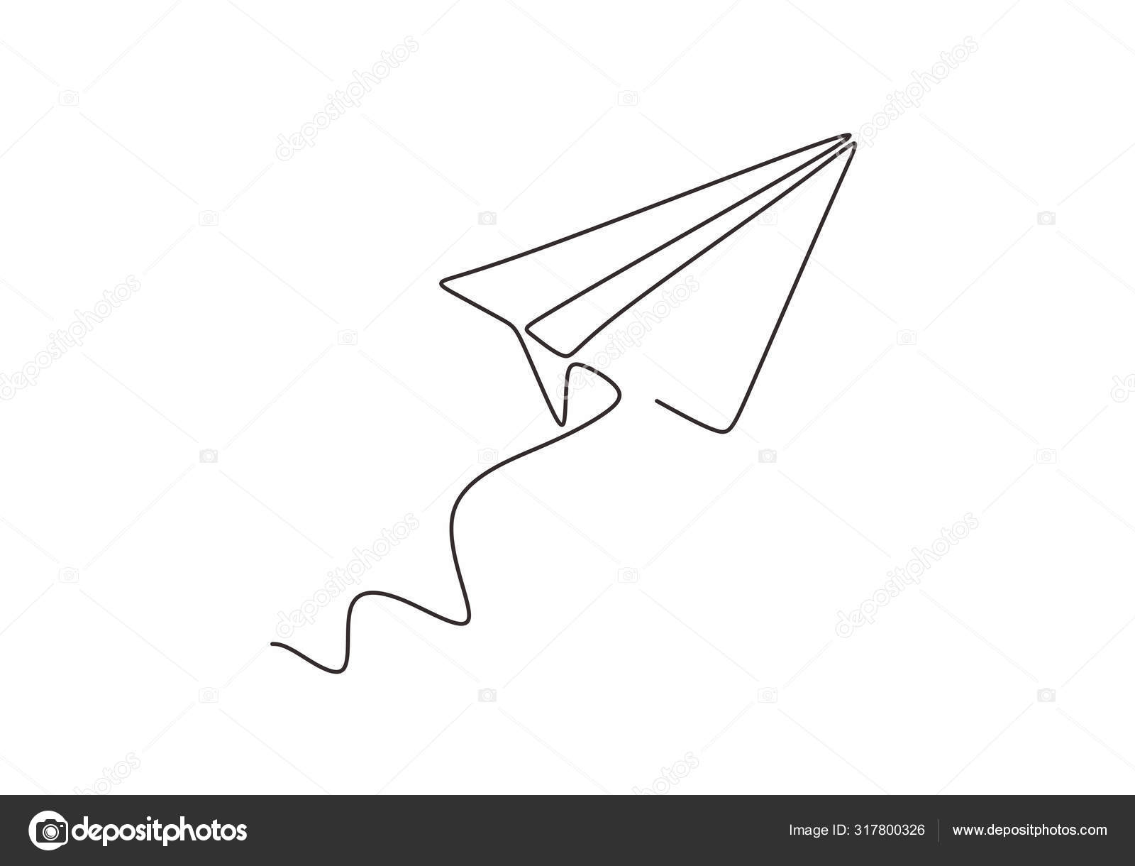 Continuous Line Drawing Paper Airplane Craft Plane Business Metaphor