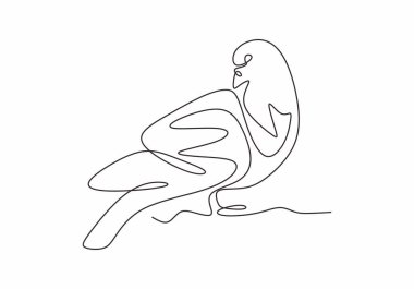 Güvercin ya da güvercin kuşu minimalizm tarzında sürekli bir çizgi çizer. Vektör el çizimi hayvan kuşları tasarımı.