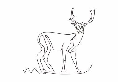 Bir çizgi tasarımı geyik silueti. El çizimi minimalizm stili. Vektör illüstrasyonu.