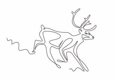 Bir çizgi tasarımı geyik silueti. El çizimi minimalizm stili. Vektör illüstrasyonu.