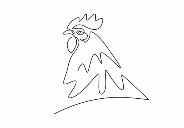 鸡公鸡连续一行画简约主义 矢量草图手绘简洁风格 — 图库矢量图片