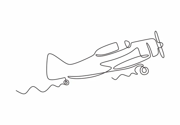 Kontinuerlig Envägsritning Flygplan Eller Jetflygplan Vektor Minimalism Design Enkelhet Stil — Stock vektor