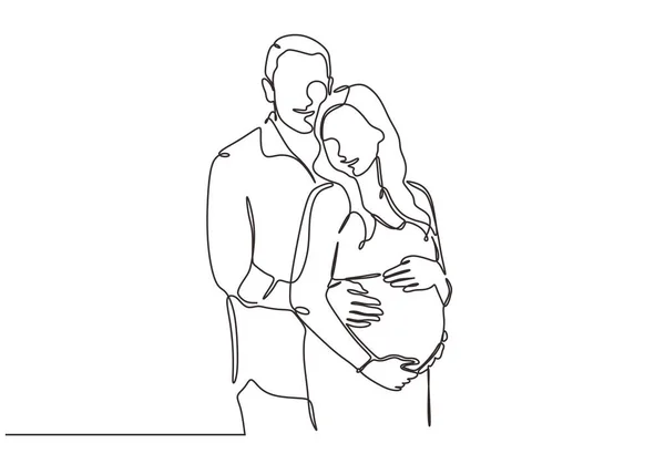 Dibujo Continuo Una Línea Retrato Pareja Feliz Concepto Las Personas — Vector de stock