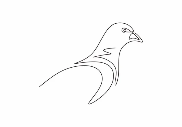 Ciągły Rysunek Jednej Linii Logo Ptaka Gołębia Czarno Biała Ilustracja — Wektor stockowy
