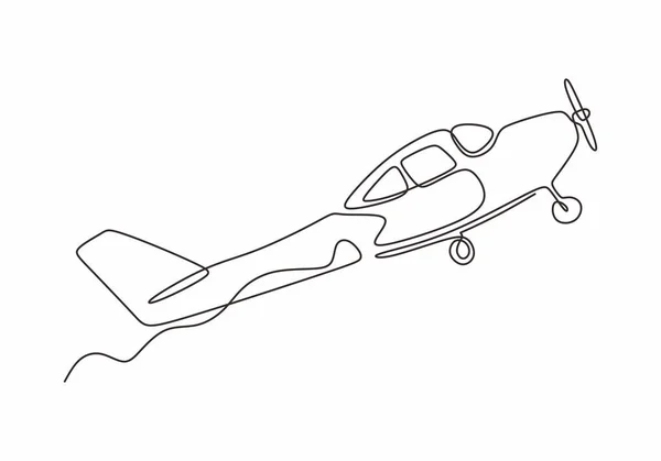 One Line Drawing Airplane Vector Minimalism Design Simplicity Style — Stock Vector