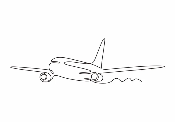 Avión Una Línea Dibujo Minimalismo Diseño Vector Ilustración Estilo Continuo — Vector de stock