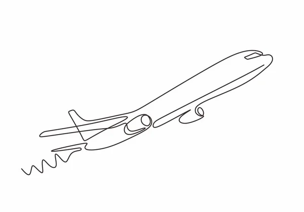 Desenho Linha Contínua Avião Vetor Desenho Minimalista Desenhado Mão — Vetor de Stock