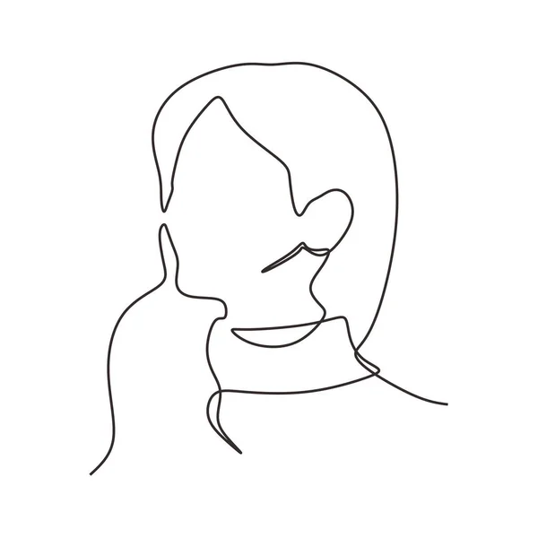 连续画一张抽象女孩脸的线条 美女素描手绘矢量图解简约主义 — 图库矢量图片