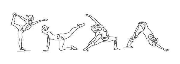 Continue Een Lijn Tekening Van Yoga Meisje Minimalisme Vector Illustratie — Stockvector