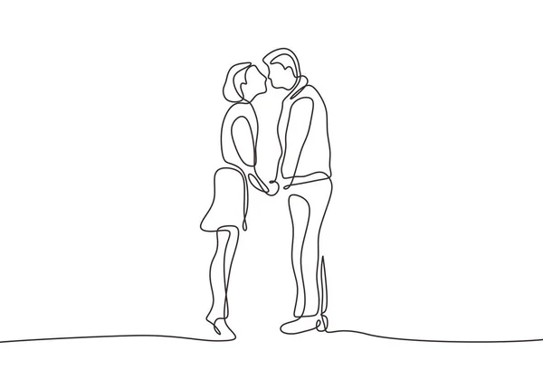 Dessin Continu Une Ligne Minimalisme Couple Romantique Vecteur Homme Heureux — Image vectorielle