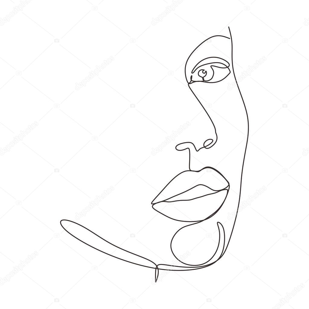 Continuous one line drawing of abstract face minimalism and simplicity vector illustration. Minimalist hand drawn sketch lineart.