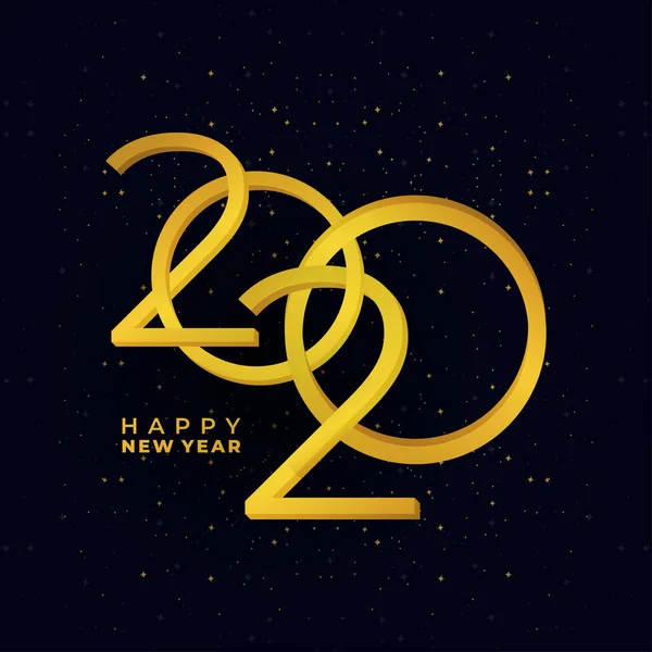 สุขสันต์วันปีใหม่ 2020 เวกเตอร์สีทองการ์ดเทศกาลสมัยใหม่ที่มีดวงดาวแวววาว แบนเนอร์วันหยุดสมัยใหม่ . — ภาพเวกเตอร์สต็อก