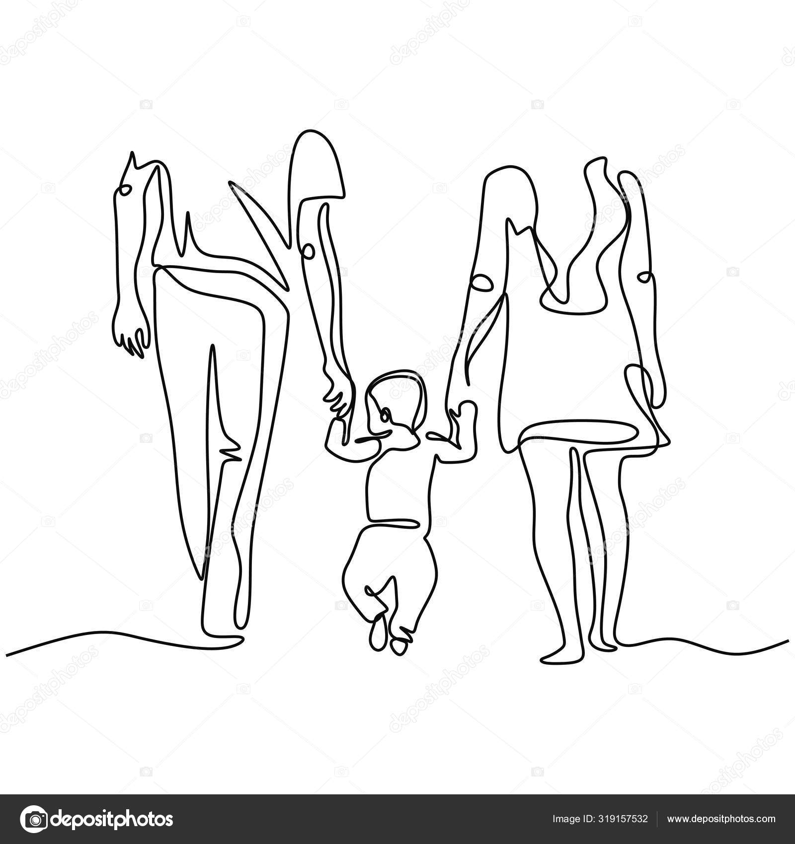 Continuous One Single Line Drawing Of Family Walking Mother Father And Son Concept Of Holding Hands Together Parenting And Childhood Theme Metaphor Vector Illustration Simplicity Style Stock Vector Image By C Ngupakarti