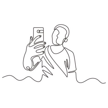 Sürekli olarak bir kişinin akıllı telefonuyla selfie çektiği çizimler.