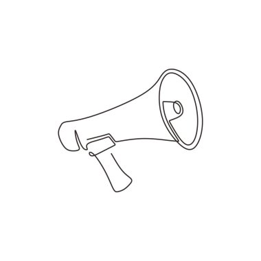 Bir satırlık megafon kiralamak. Basit tasarımı olan minimalizm çizim vektörü..