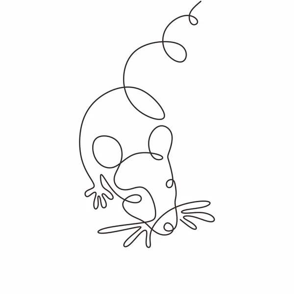 Egy vonalrajz egér kisállat vagy patkány állat. Folyamatos egykezes rajzolt lineáris vázlat minimalizmus vektor illusztráció egyszerűség tervezés. — Stock Vector