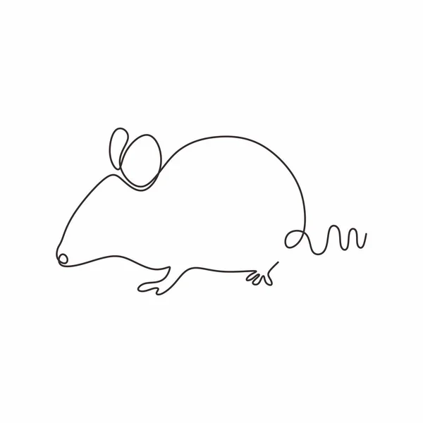 Continu dessin d'une ligne rat souris minimalisme. Croquis dessiné à la main animal animal de compagnie bête. Symbole de la nouvelle année 2020 . — Image vectorielle