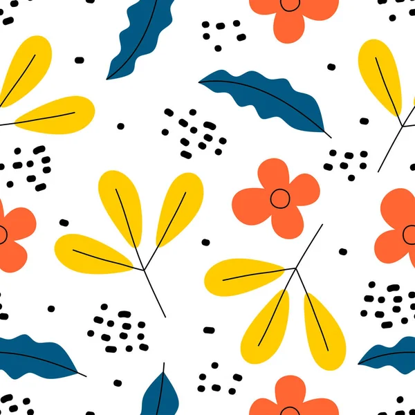 Niedlichen botanischen Zeichnung nahtlose Muster skandinavischen Stil. Vektor-Illustration für textildruckfertige Textilien. — Stockvektor