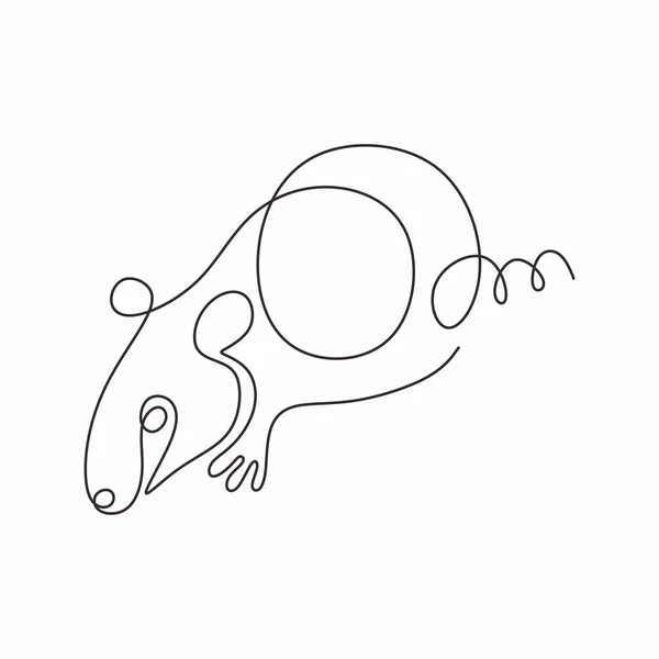 Una linea continua che disegna il minimalismo di topo di ratto. Disegnato a mano singolo schizzo animale animale domestico bestia. Simbolo di 2020 nuovo anno . — Vettoriale Stock
