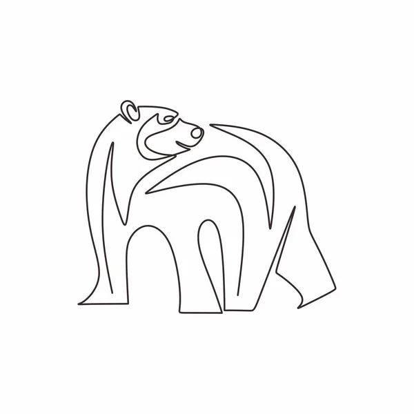 Ciągły rysunek jednego wiersza niedźwiedzia dzich zwierząt wektor ilustracji. Jedna ręka narysowana zimą maskotka zwierząt minimalizm niedźwiedzi polarnych. — Wektor stockowy