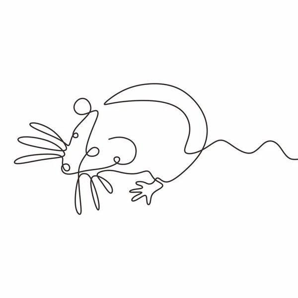 Szczur lub mysz gryzoń zwierzę maskotka logo minimalizm ciągły jeden wiersz rysunek wektor ilustracja. — Wektor stockowy