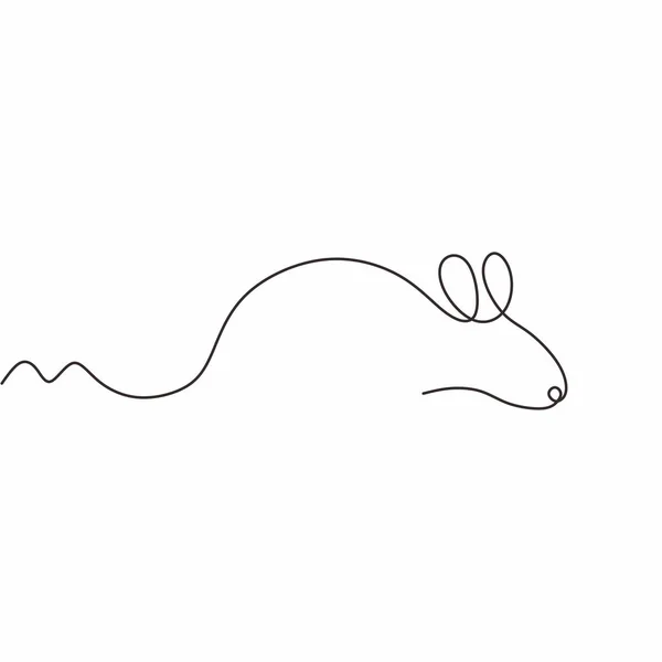 Disegno di una linea di animale domestico del topo o ratto. Continuo disegno a mano singola lineart schizzo minimalismo vettoriale illustrazione semplicità design . — Vettoriale Stock