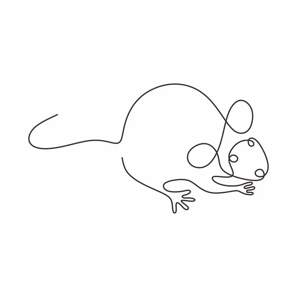 One line drawing of mouse pet or rat animal. Continuous single hand drawn lineart sketch minimalism vector illustration simplicity design. — Stock Vector